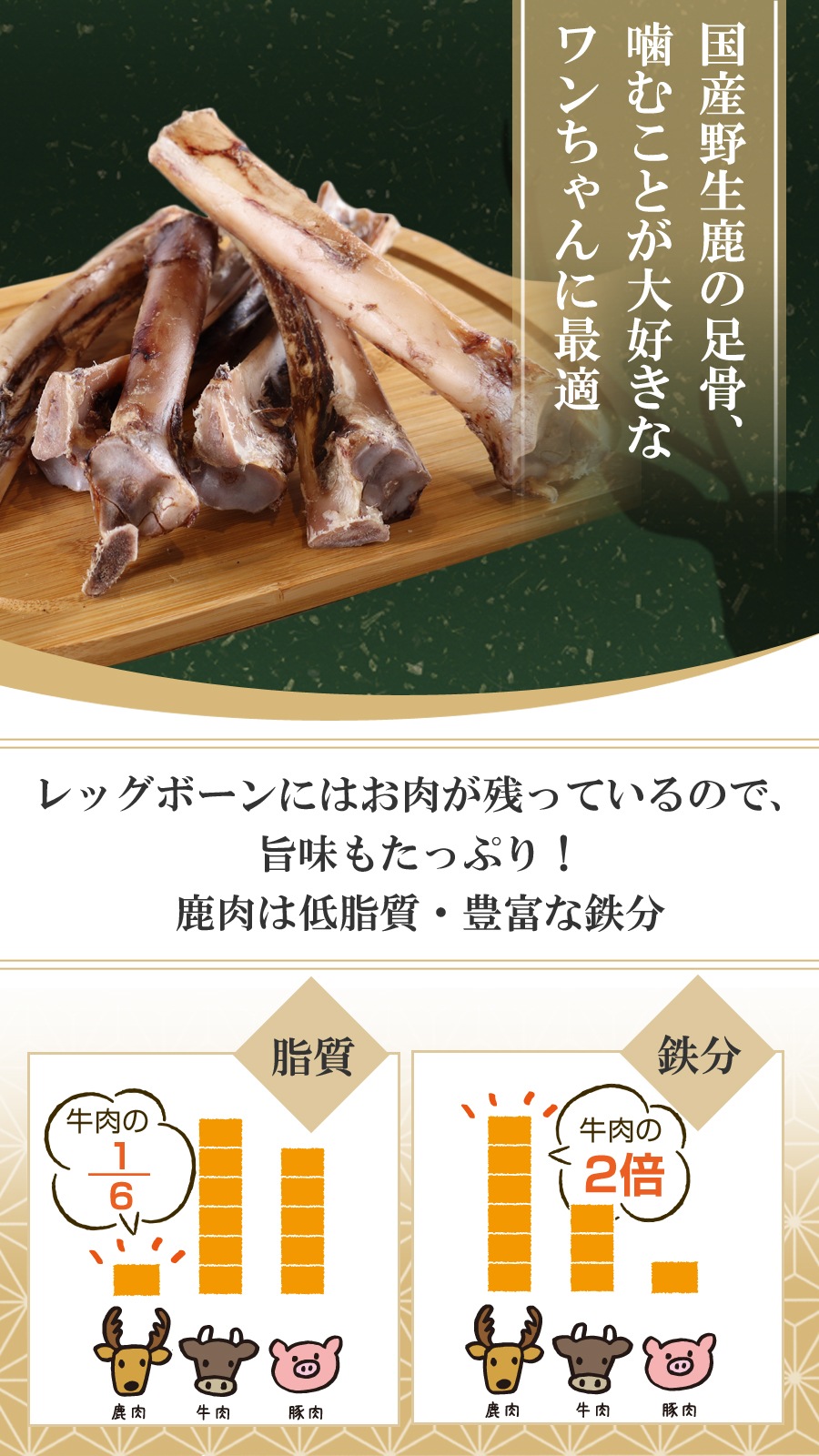 国産野生鹿レッグボーン M(げんこつなし10本) 歯磨き 骨 しか おやつ 国産野生鹿レッグボーン M(げんこつなし10本) 歯磨き 骨 しか おやつ