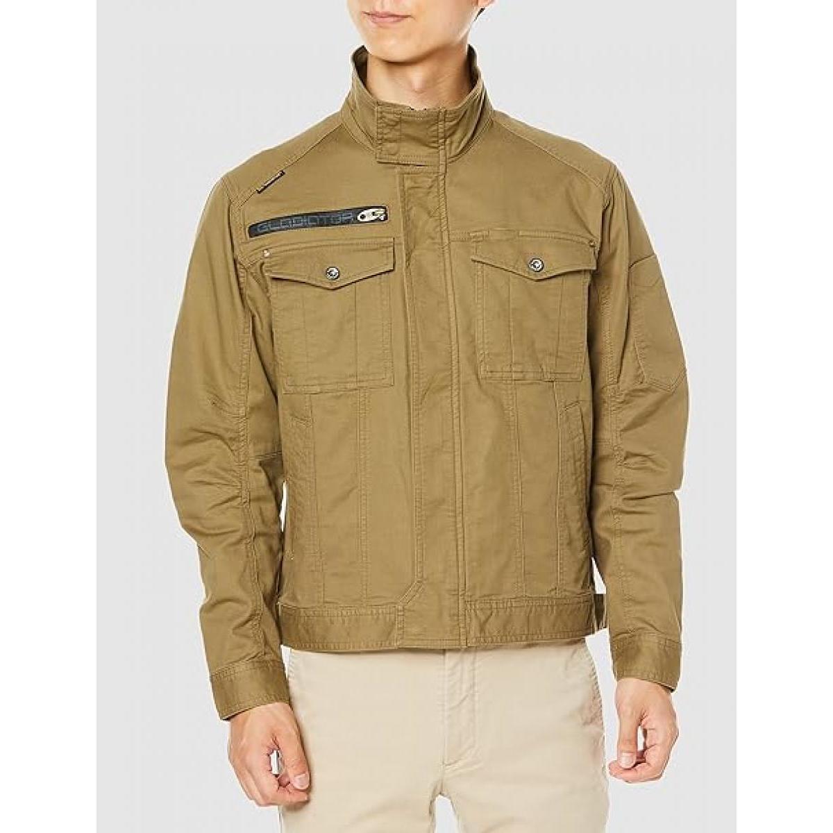 コーコス信岡 GLADIATOR ストレッチ コードピケ ジャケット 長袖 サンド L GA-3910 ワークウェア 作業着 動きやすい 着やすい 胸ポケット 袖ポケットc