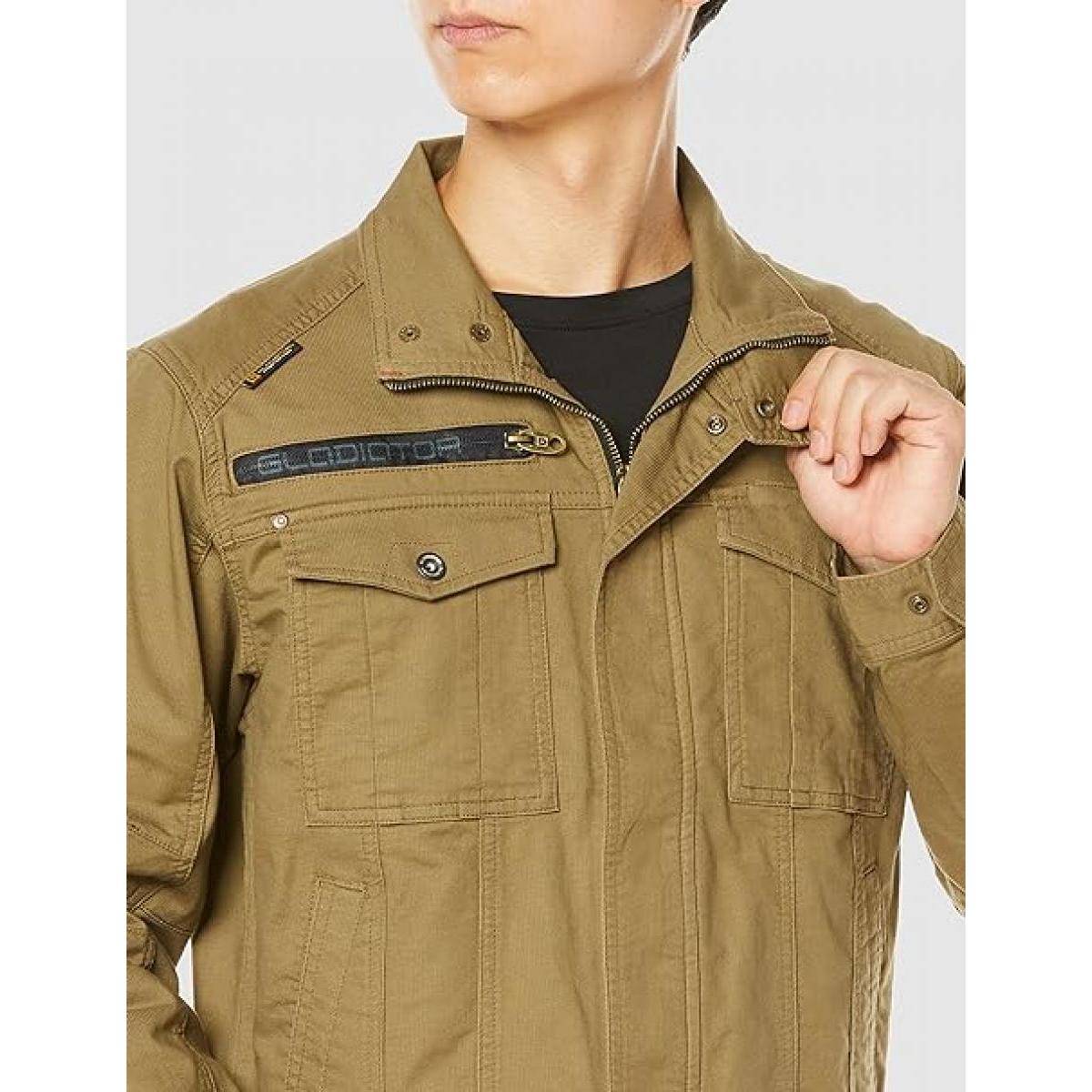コーコス信岡 GLADIATOR ストレッチ コードピケ ジャケット 長袖 サンド L GA-3910 ワークウェア 作業着 動きやすい 着やすい 胸ポケット 袖ポケットc