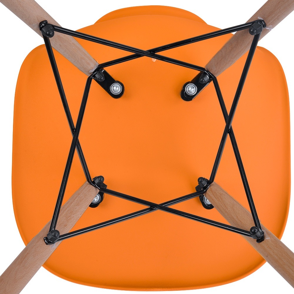 急速出荷!】【4脚セット】【オレンジ座面＆ナチュラル脚】イームズ