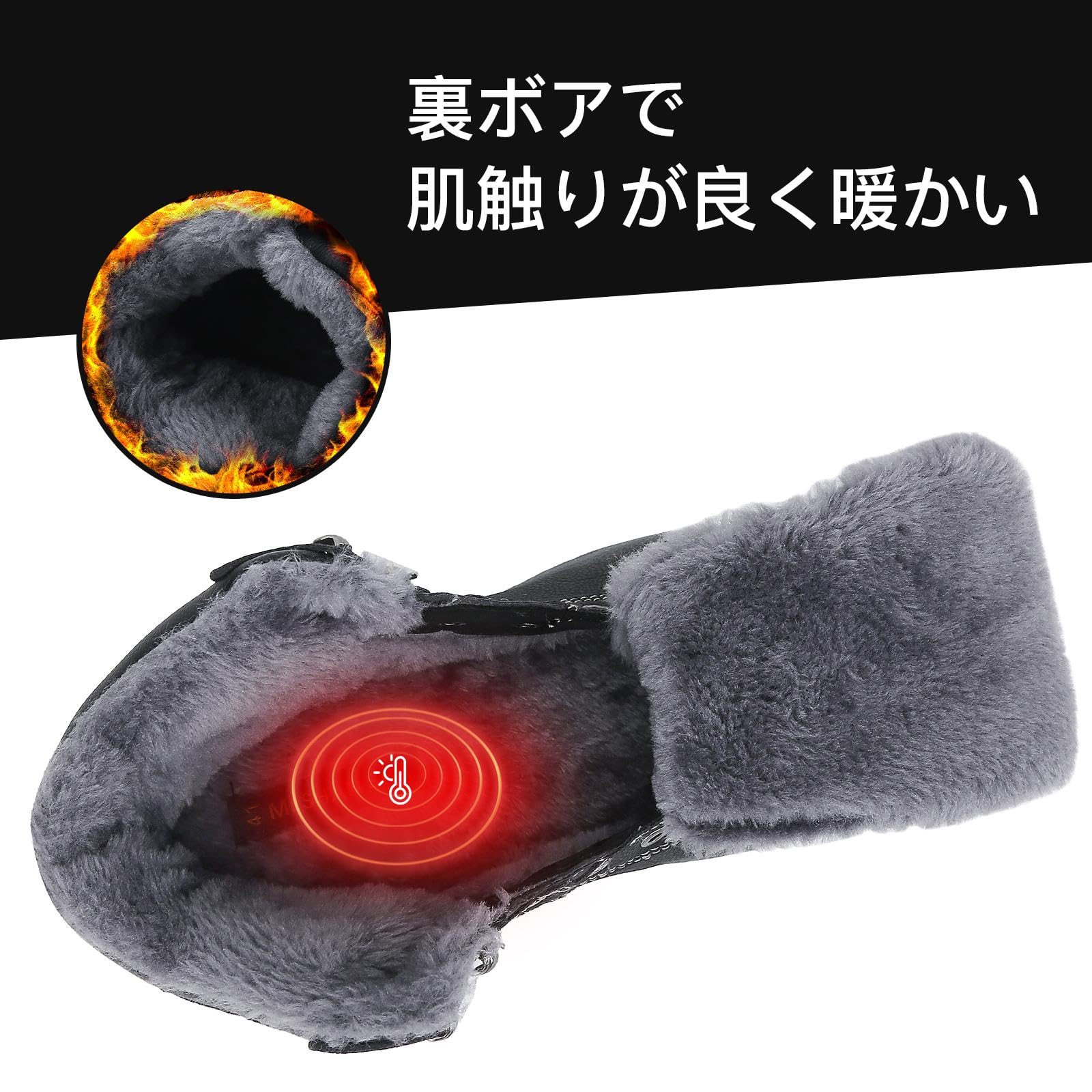 [Mishansha] ハイカット 裏起毛 防寒 防水 防滑 スノーブーツ 男女兼用 釣り 登山 キャンプ 冬 靴 スノーシューズ 23.0 cm,ブラック-014