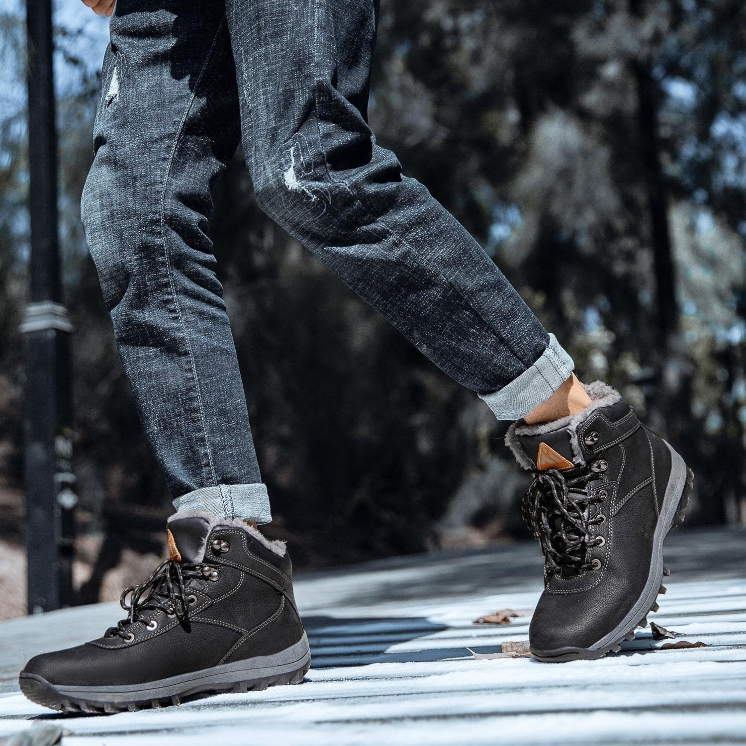 [Mishansha] ハイカット 裏起毛 防寒 防水 防滑 スノーブーツ 男女兼用 釣り 登山 キャンプ 冬 靴 スノーシューズ 23.0 cm,ブラック-014