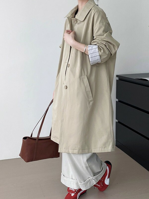 【本日限定】こなれ トレンチ コート トレンチコートレディース ロングコート 春 秋冬 薄手 スプリング アウター ジャケット カーディガン ロング シンプル きれいめ カジュアル