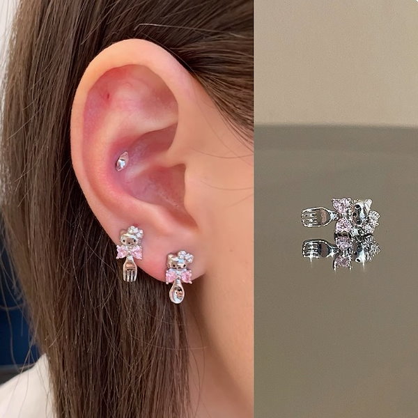 Qoo10] 耳骨ピアス 可愛い キティちゃんチタン全