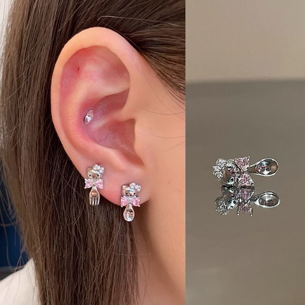 Qoo10] 耳骨ピアス 可愛い キティちゃんチタン全