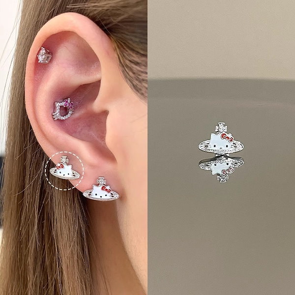 Qoo10] 耳骨ピアス 可愛い キティちゃんチタン全