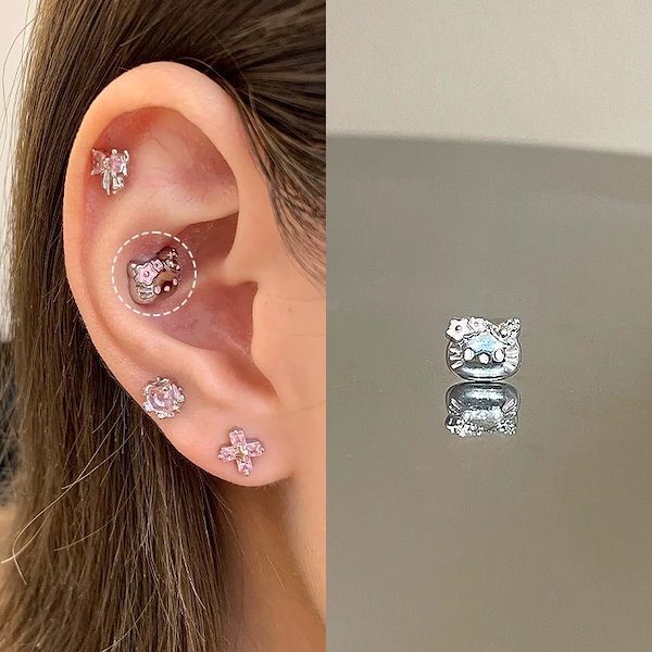 Qoo10] 耳骨ピアス 可愛い キティちゃんチタン全