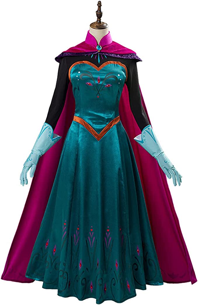 エルサ コスプレ 衣装 戴冠式 Elsa 姫様 ドレス 演出服 マント付き ワンピース レディース 大人サイズ エレガント 文化祭 学園祭 ハロウェイン 遊園地 クリスマス イベント 撮影 ファミリー