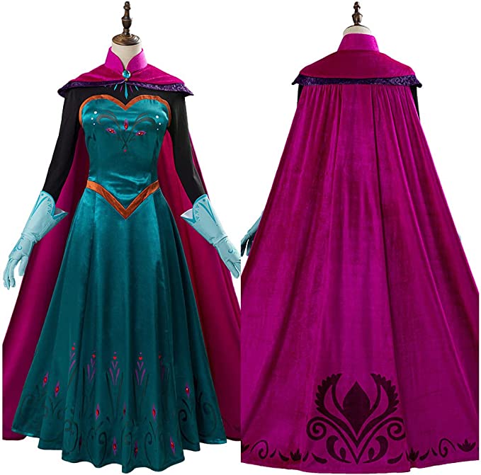 エルサ コスプレ 衣装 戴冠式 Elsa 姫様 ドレス 演出服 マント付き ワンピース レディース 大人サイズ エレガント 文化祭 学園祭 ハロウェイン 遊園地 クリスマス イベント 撮影 ファミリー