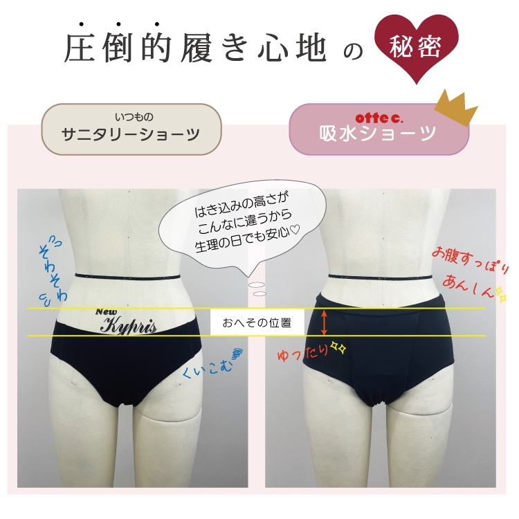 生理 尿モレ用 ナプキン不要 吸水型サニタリーショーツ　最大80ml　OTONAタイプ　【otte c.】公式　オッテシー　吸水ショーツ　吸水パンツ
