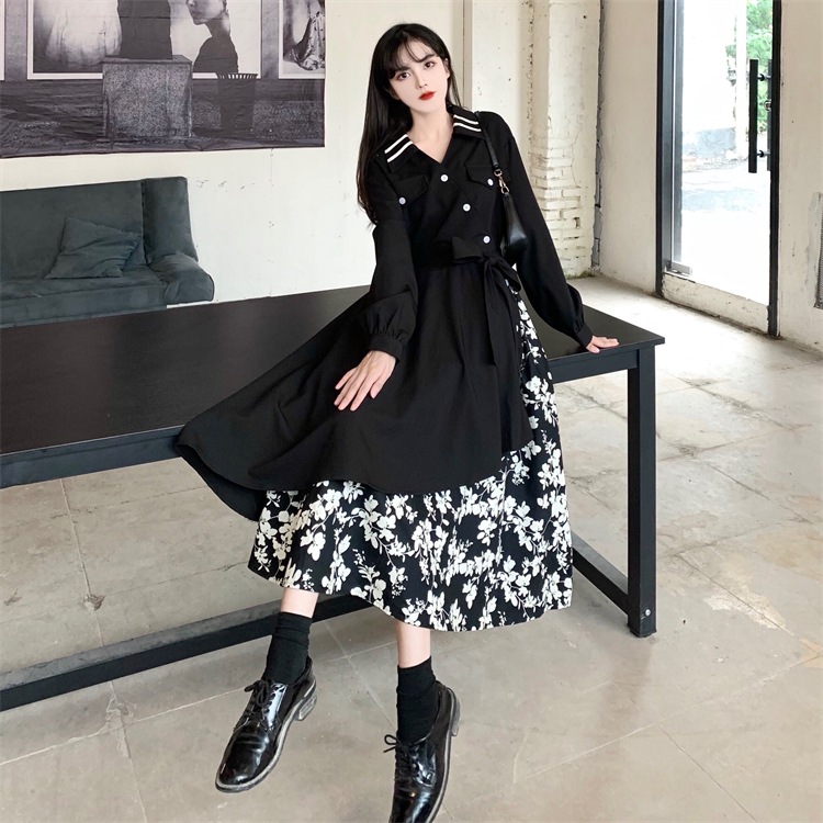 ワンピース フレアワンピース ロング ロング丈 袖あり 長袖 Vネック フレア Aライン リボン ウエストマーク ウエストリボン 切り替えデザイン ドッキング かわいい 大人可愛い レトロ 花柄 ワンピース フレアワンピース ロング ロング丈 袖あり 長袖 Vネック フレア Aライン リボン ウエストマーク ウエストリボン 切り替えデザイン ドッキング かわいい 大人可愛い レトロ 花柄