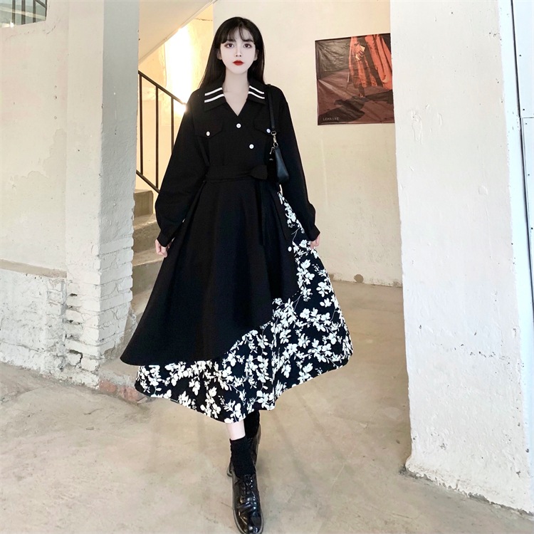 ワンピース フレアワンピース ロング ロング丈 袖あり 長袖 Vネック フレア Aライン リボン ウエストマーク ウエストリボン 切り替えデザイン ドッキング かわいい 大人可愛い レトロ 花柄 ワンピース フレアワンピース ロング ロング丈 袖あり 長袖 Vネック フレア Aライン リボン ウエストマーク ウエストリボン 切り替えデザイン ドッキング かわいい 大人可愛い レトロ 花柄