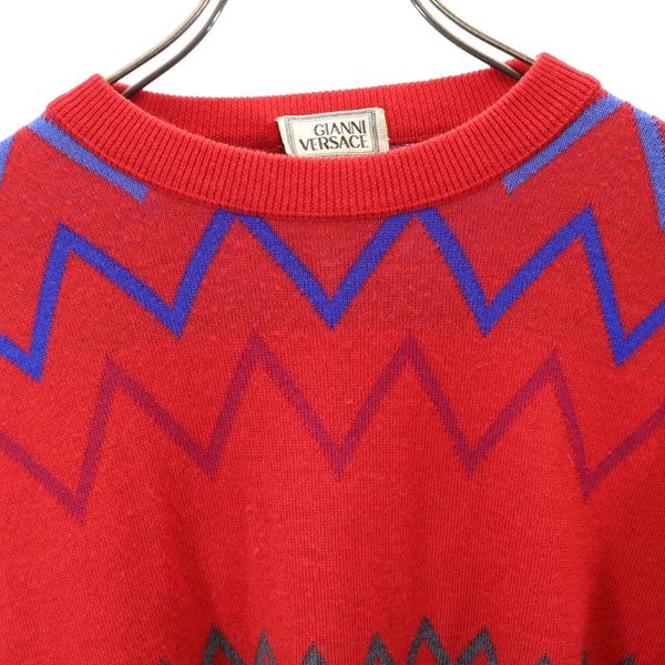 ジャンニヴェルサーチ イタリア製 ウール 総柄 長袖 セーター 50