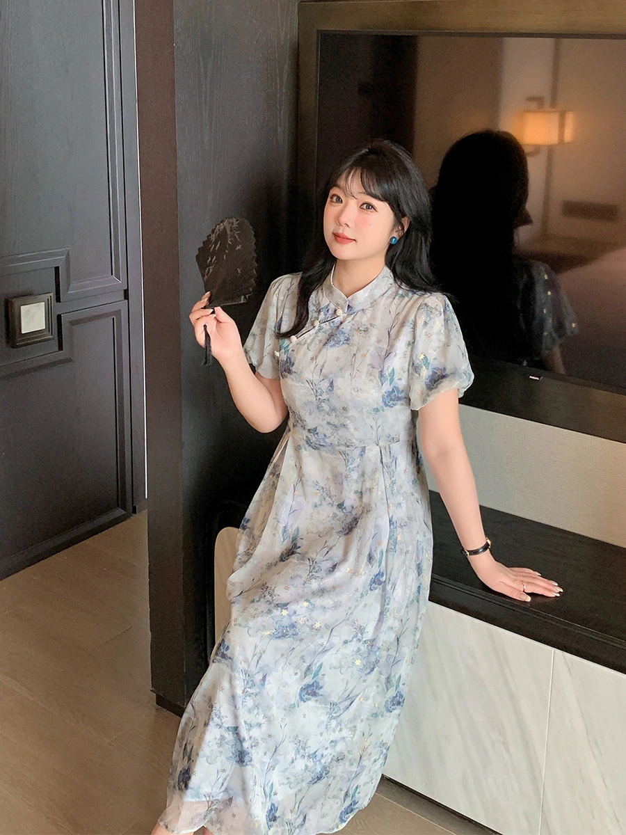 Hot!!!【ぽちゃまに】 夏新品 中華風 ロングワンピース 大きいサイズ チャイナドレス 体型カバー レトロ レディース ワンピース メガ割 Hot!!!【ぽちゃまに】 夏新品 中華風 ロングワンピース 大きいサイズ チャイナドレス 体型カバー レトロ レディース ワンピース メガ割