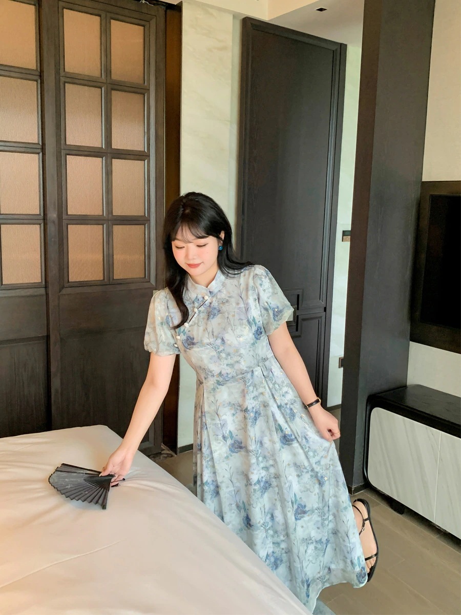 Hot!!!【ぽちゃまに】 夏新品 中華風 ロングワンピース 大きいサイズ チャイナドレス 体型カバー レトロ レディース ワンピース メガ割 Hot!!!【ぽちゃまに】 夏新品 中華風 ロングワンピース 大きいサイズ チャイナドレス 体型カバー レトロ レディース ワンピース メガ割