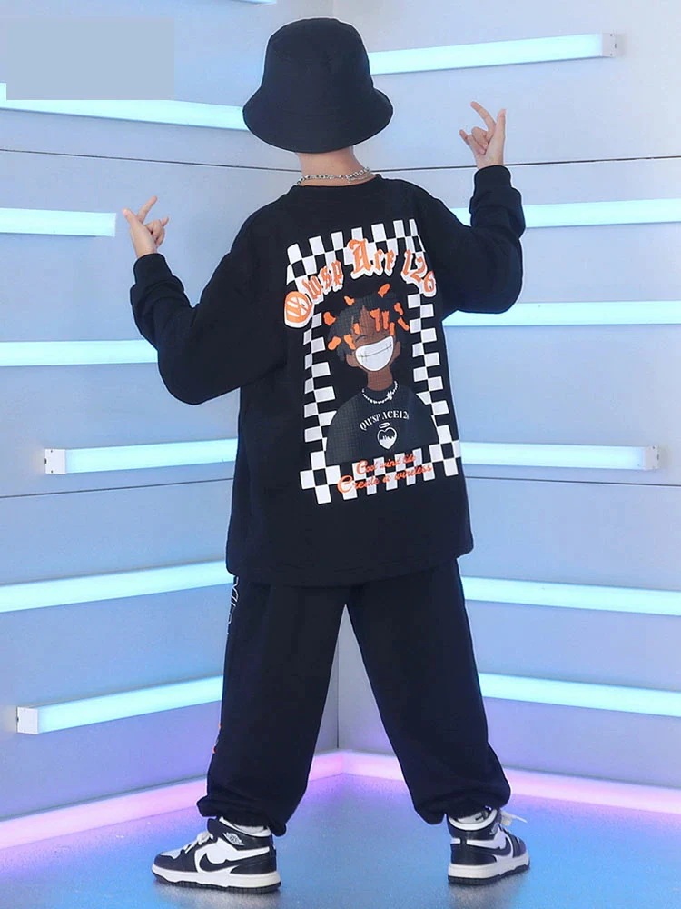 キッズ ダンス衣装 ダンス 衣装 セットアップ Ｔシャツ 長袖 ズボン ジャージ スウェット ヒップホップ HIPHOP ストリート ジャズダンス パンツ ゆったり 大きいサイズ 派手 個性派 男の子