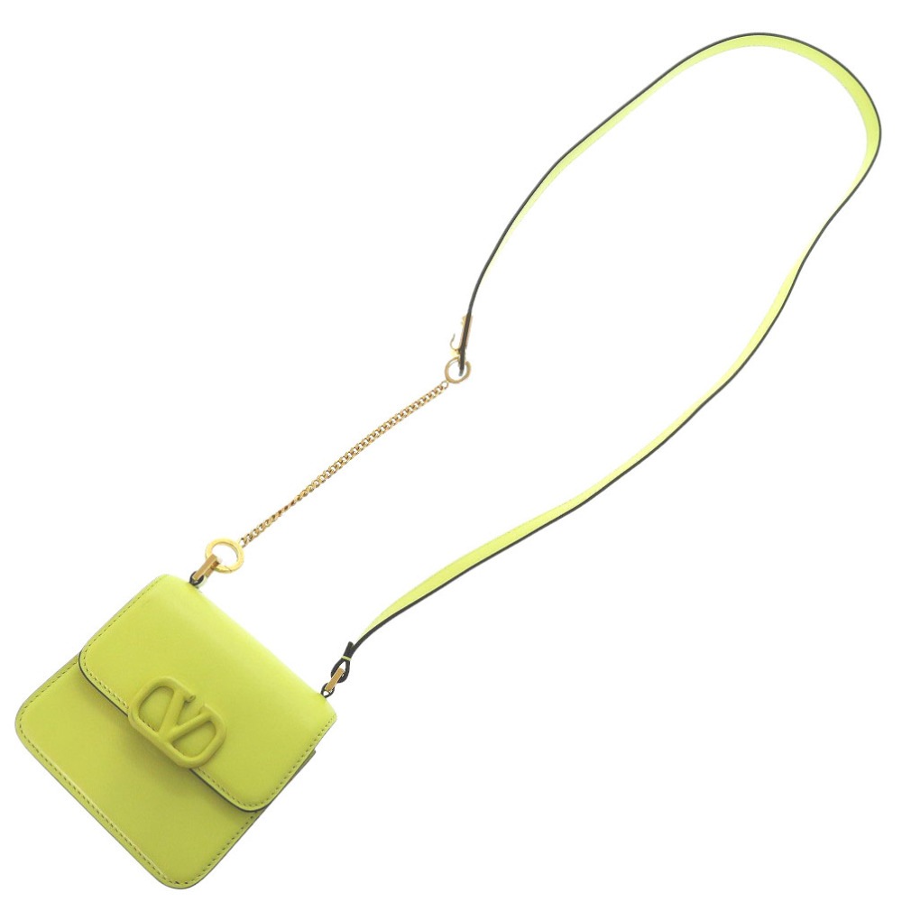 美品 Vスリング ショルダーバッグ カーフ/カーフレザー イエロー 0812【中古】 レディース