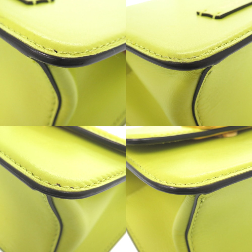 美品 Vスリング ショルダーバッグ カーフ/カーフレザー イエロー 0812【中古】 レディース