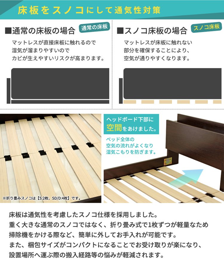 シングルベッド フレームのみ ローベッド USBコンセント