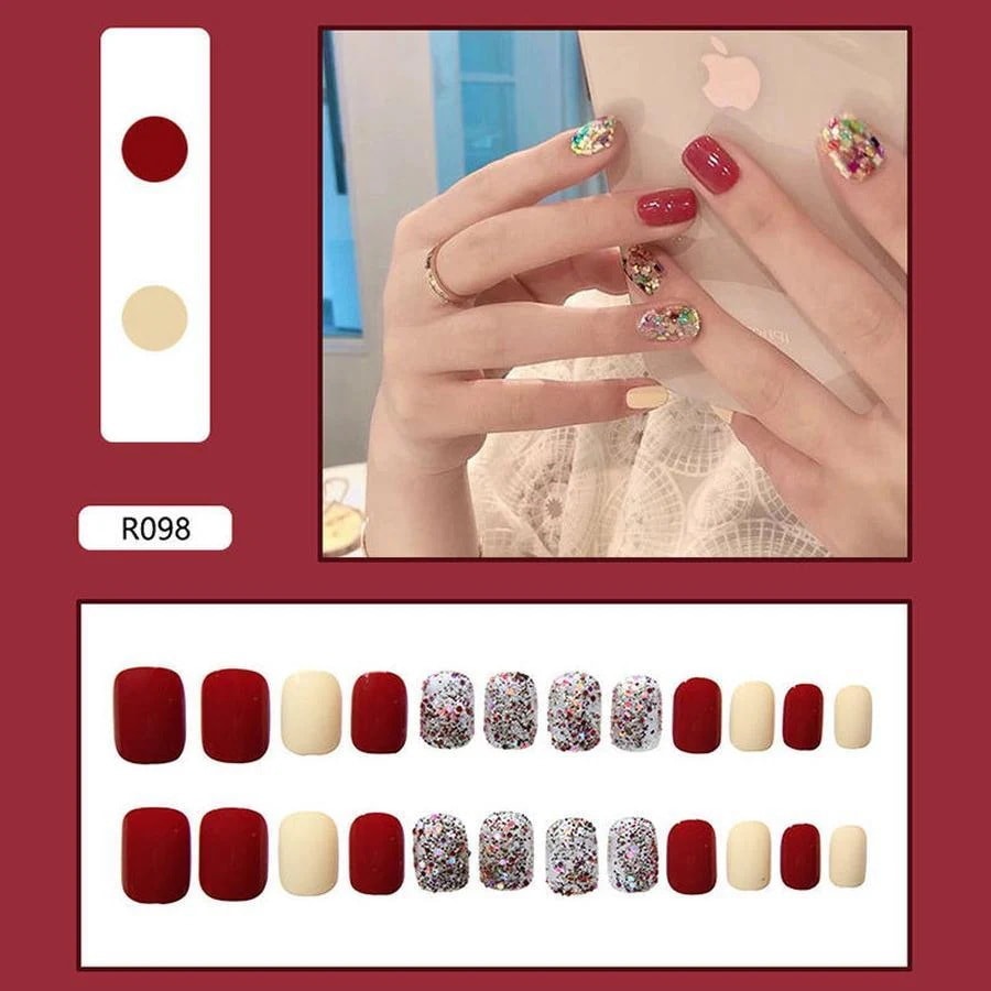 (10点セット)【裕福になる】ラッキーバッグ ネイルパーツ流行の身につけられる釘パッチは偽の釘の取り外し可能な釘パッチを終えました入れます