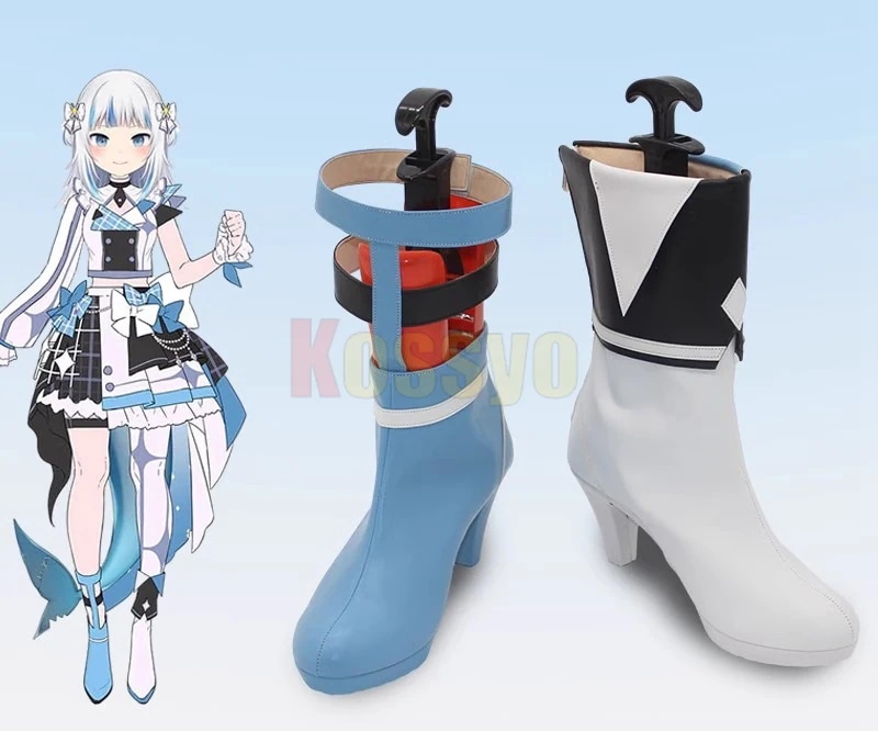 コスプレ靴 Gawr Gura がうる ぐら Vtuber 靴 ブーツ 下駄 シューズ 長靴 コスプレ クリスマス ハロウィン