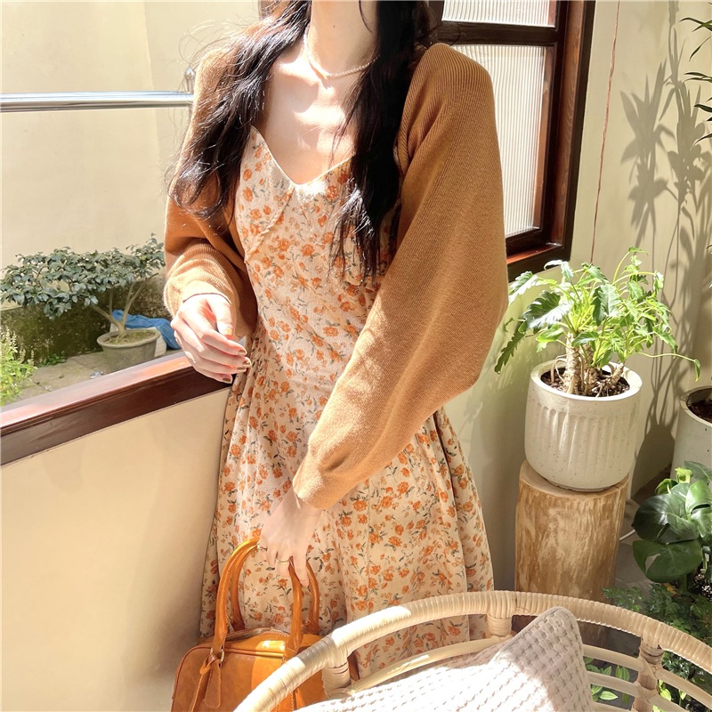 セットアップ レディース ワンピース カーディガン 韓国 キャミワンピ ロング ロング丈 ノースリーブ Vネック フレア Aライン かわいい 大人可愛い きれいめ カジュアル エレガント フェミニン