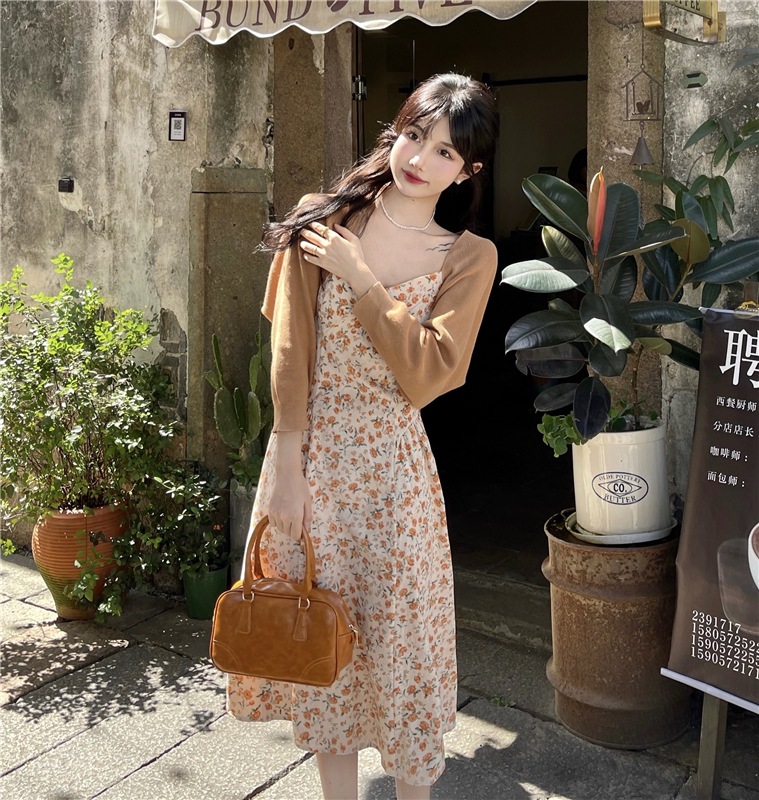 セットアップ レディース ワンピース カーディガン 韓国 キャミワンピ ロング ロング丈 ノースリーブ Vネック フレア Aライン かわいい 大人可愛い きれいめ カジュアル エレガント フェミニン