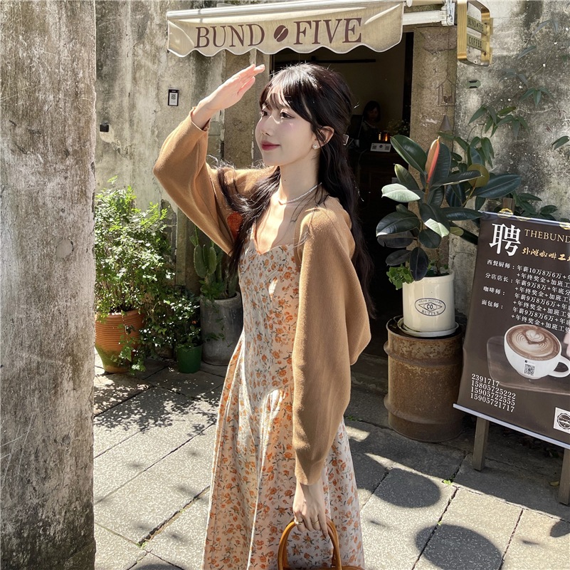 セットアップ レディース ワンピース カーディガン 韓国 キャミワンピ ロング ロング丈 ノースリーブ Vネック フレア Aライン かわいい 大人可愛い きれいめ カジュアル エレガント フェミニン