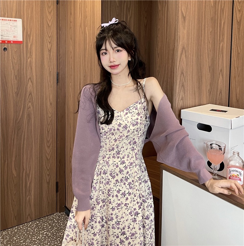 セットアップ レディース ワンピース カーディガン 韓国 キャミワンピ ロング ロング丈 ノースリーブ Vネック フレア Aライン かわいい 大人可愛い きれいめ カジュアル エレガント フェミニン