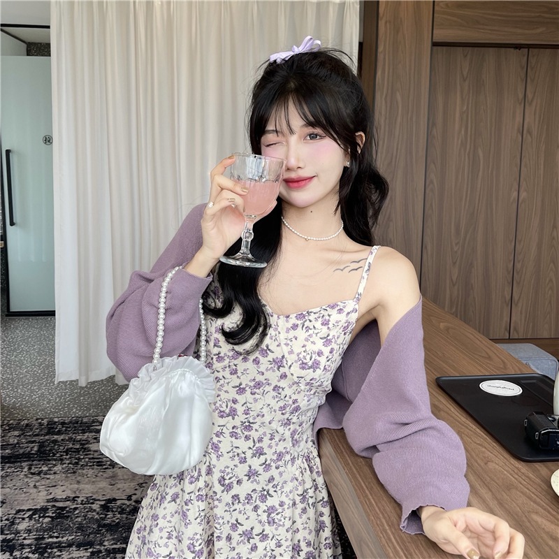 セットアップ レディース ワンピース カーディガン 韓国 キャミワンピ ロング ロング丈 ノースリーブ Vネック フレア Aライン かわいい 大人可愛い きれいめ カジュアル エレガント フェミニン