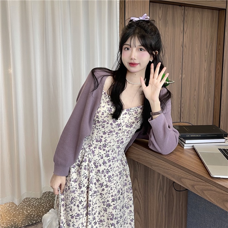 セットアップ レディース ワンピース カーディガン 韓国 キャミワンピ ロング ロング丈 ノースリーブ Vネック フレア Aライン かわいい 大人可愛い きれいめ カジュアル エレガント フェミニン