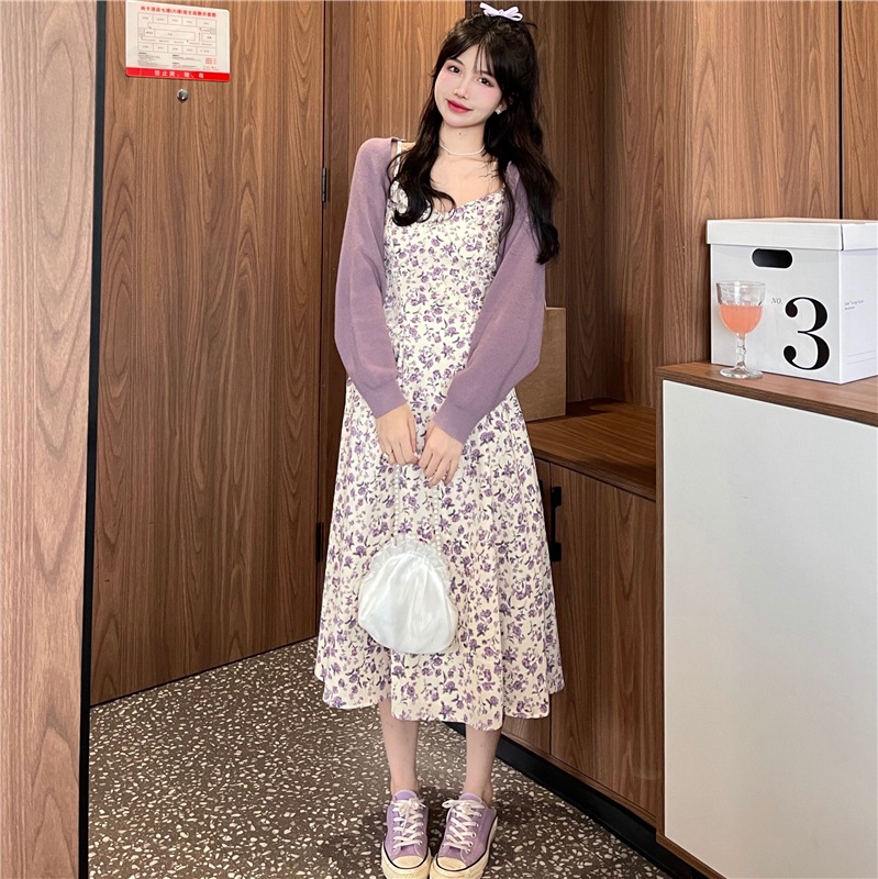 セットアップ レディース ワンピース カーディガン 韓国 キャミワンピ ロング ロング丈 ノースリーブ Vネック フレア Aライン かわいい 大人可愛い きれいめ カジュアル エレガント フェミニン