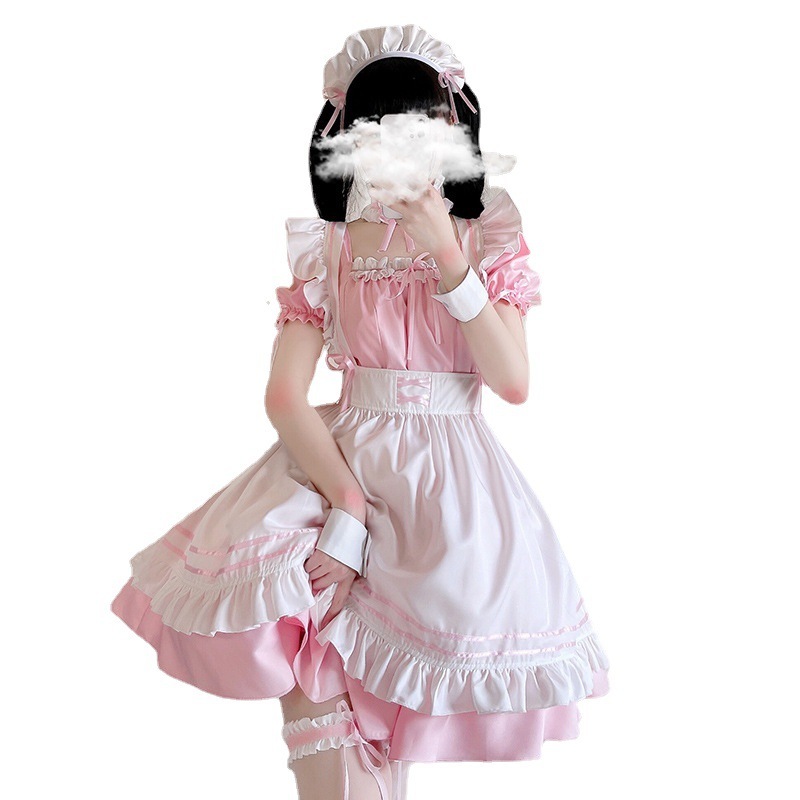 日本のピンクのメイド服 半袖 ロリメイド服 コスプレ アニメ コスカフェメイド服 日本のピンクのメイド服 半袖 ロリメイド服 コスプレ アニメ コスカフェメイド服