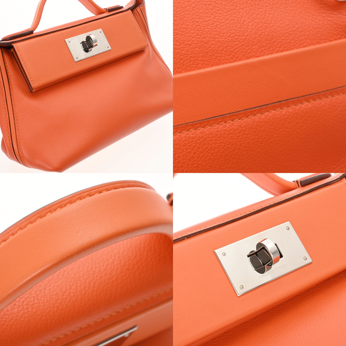 ヴァンキャトル ミニ オレンジ U刻印(2022年頃) レディース エバーカラー スイフト ハンドバッグ ABランク 中古 銀蔵