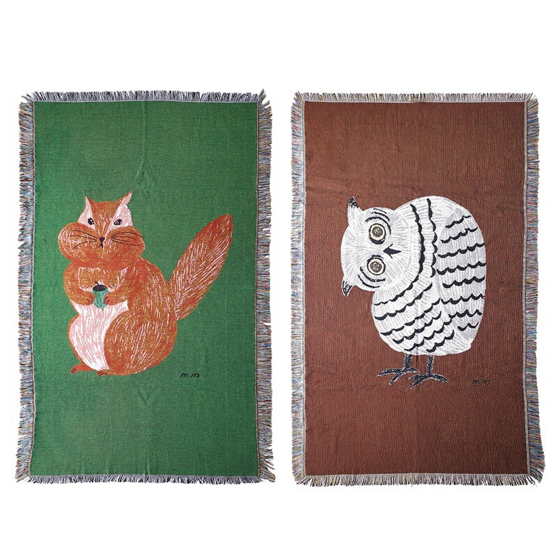松尾ミユキ ソファーカバー マルチカバー タペストリー カーペット ラグ ラグマット マット 猫 ねこ リス りす フクロウ ふくろう 北欧 フリンジ ゴブラン織 コットン 綿101% 松尾ミユキ ソファーカバー マルチカバー タペストリー カーペット ラグ ラグマット マット 猫 ねこ リス りす フクロウ ふくろう 北欧 フリンジ ゴブラン織 コットン 綿101%