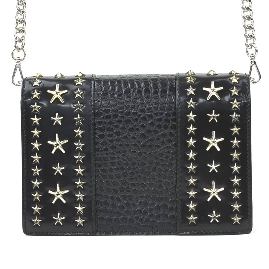 ジミーチュウ JIMMY CHOO ショルダーバッグ 型押しレザー/メタル ブラック シルバー レディース r10455k mulan778.net