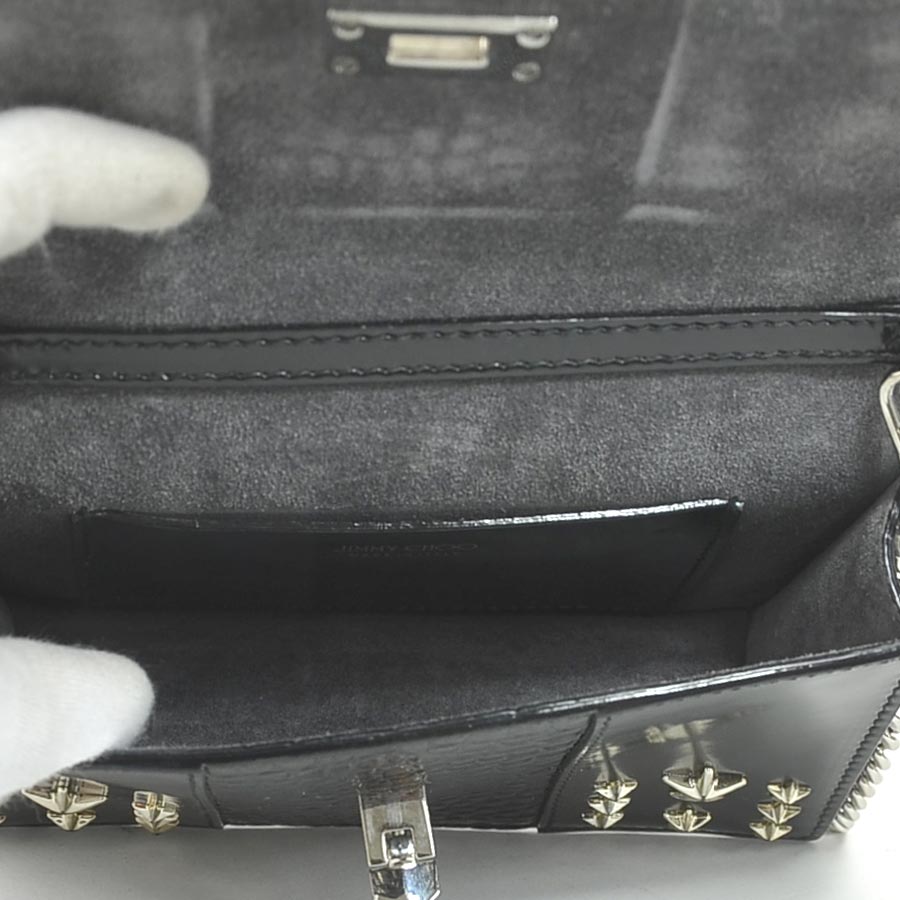 ジミーチュウ JIMMY CHOO ショルダーバッグ 型押しレザー/メタル ブラック シルバー レディース r10455k mulan778.net