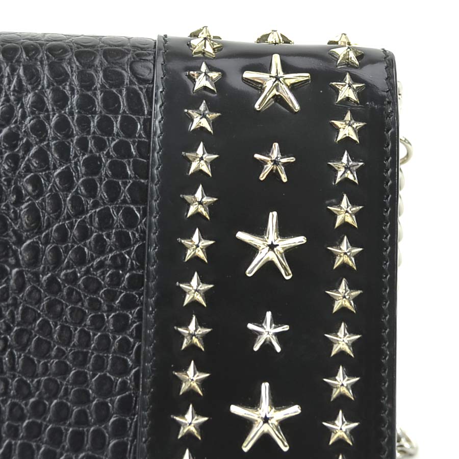 ジミーチュウ JIMMY CHOO ショルダーバッグ 型押しレザー/メタル ブラック シルバー レディース r10455k mulan778.net