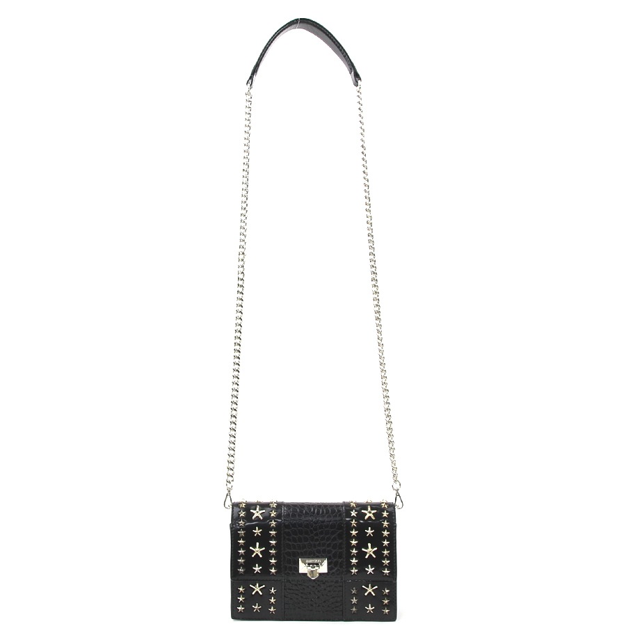 ジミーチュウ JIMMY CHOO ショルダーバッグ 型押しレザー/メタル ブラック シルバー レディース r10455k mulan778.net