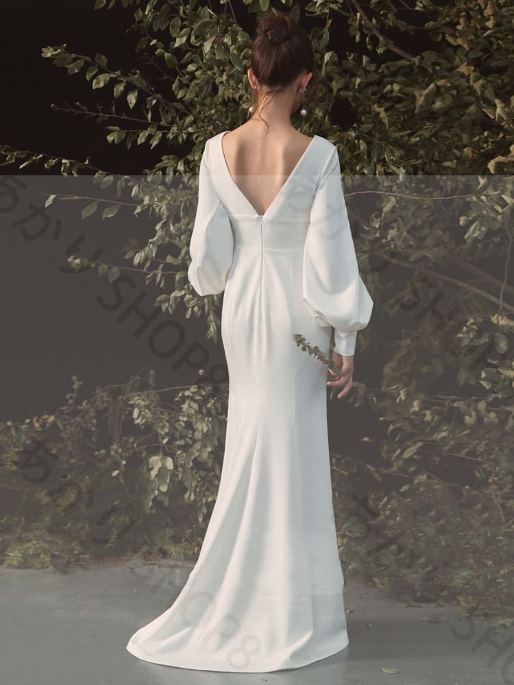 【新品追加】長袖 Vネック ウェディングドレス ウエディングドレス【 深いVネック・浅いVネック】ゆったりマーメイド ファスナー トレーンドレス前撮り 後撮り XS~XL 【新品追加】長袖 Vネック ウェディングドレス ウエディングドレス【 深いVネック・浅いVネック】ゆったりマーメイド ファスナー トレーンドレス前撮り 後撮り XS~XL