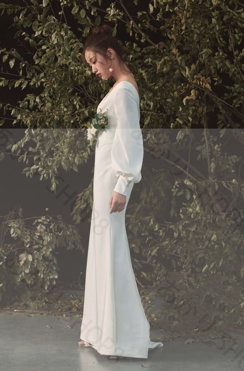 【新品追加】長袖 Vネック ウェディングドレス ウエディングドレス【 深いVネック・浅いVネック】ゆったりマーメイド ファスナー トレーンドレス前撮り 後撮り XS~XL 【新品追加】長袖 Vネック ウェディングドレス ウエディングドレス【 深いVネック・浅いVネック】ゆったりマーメイド ファスナー トレーンドレス前撮り 後撮り XS~XL