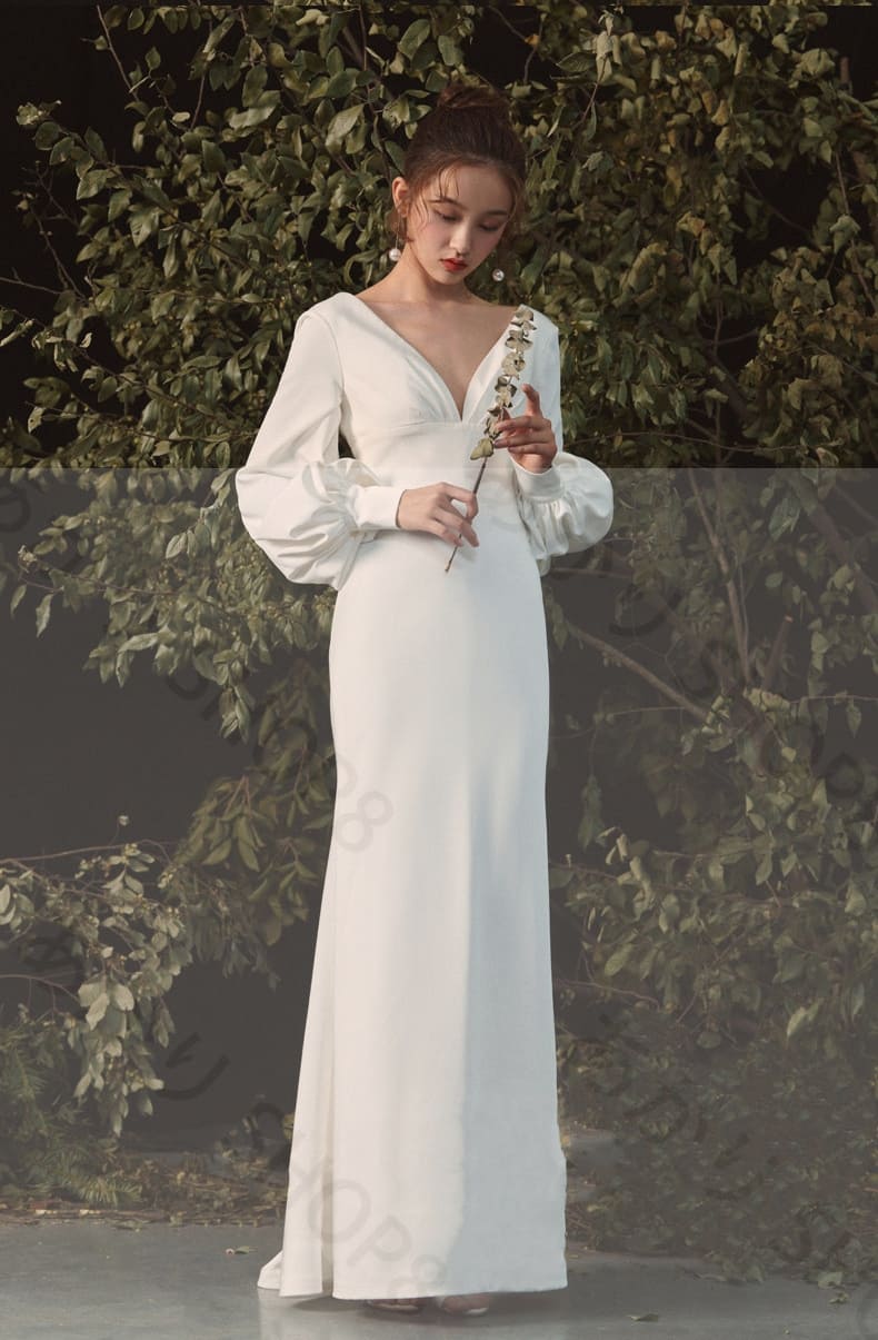 【新品追加】長袖 Vネック ウェディングドレス ウエディングドレス【 深いVネック・浅いVネック】ゆったりマーメイド ファスナー トレーンドレス前撮り 後撮り XS~XL 【新品追加】長袖 Vネック ウェディングドレス ウエディングドレス【 深いVネック・浅いVネック】ゆったりマーメイド ファスナー トレーンドレス前撮り 後撮り XS~XL