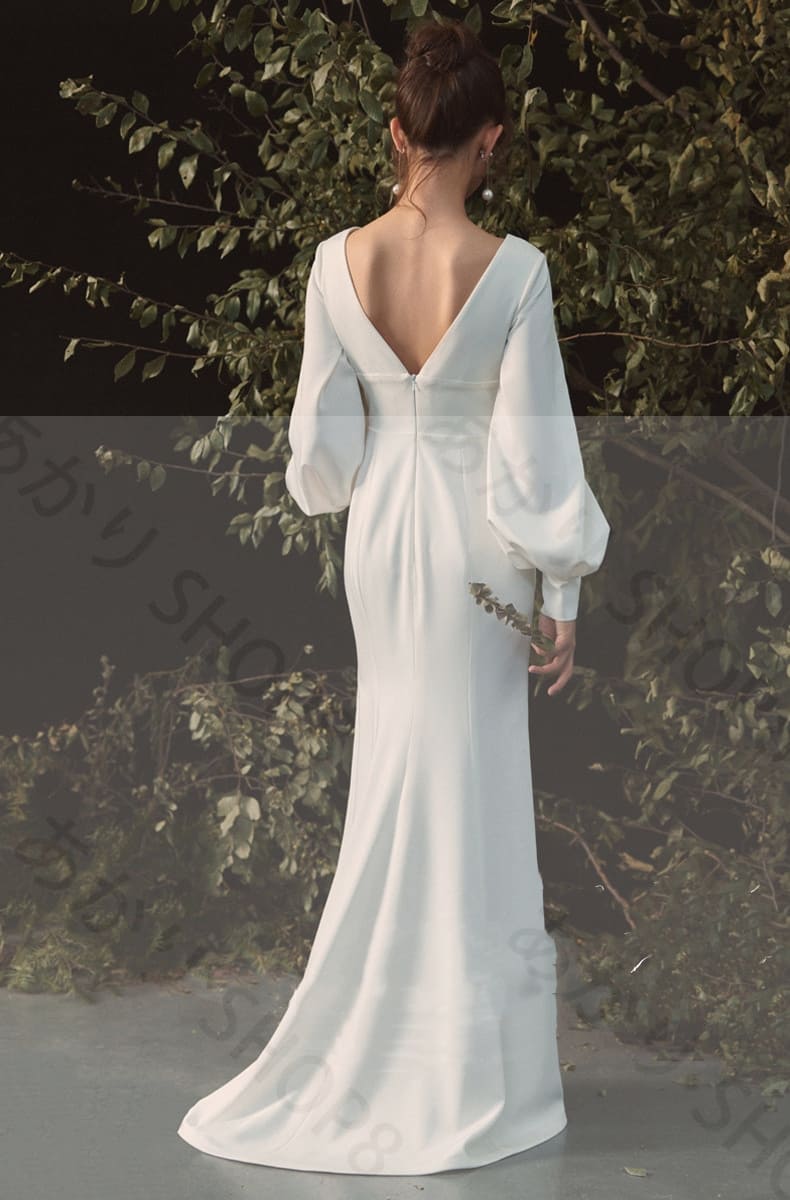 【新品追加】長袖 Vネック ウェディングドレス ウエディングドレス【 深いVネック・浅いVネック】ゆったりマーメイド ファスナー トレーンドレス前撮り 後撮り XS~XL 【新品追加】長袖 Vネック ウェディングドレス ウエディングドレス【 深いVネック・浅いVネック】ゆったりマーメイド ファスナー トレーンドレス前撮り 後撮り XS~XL