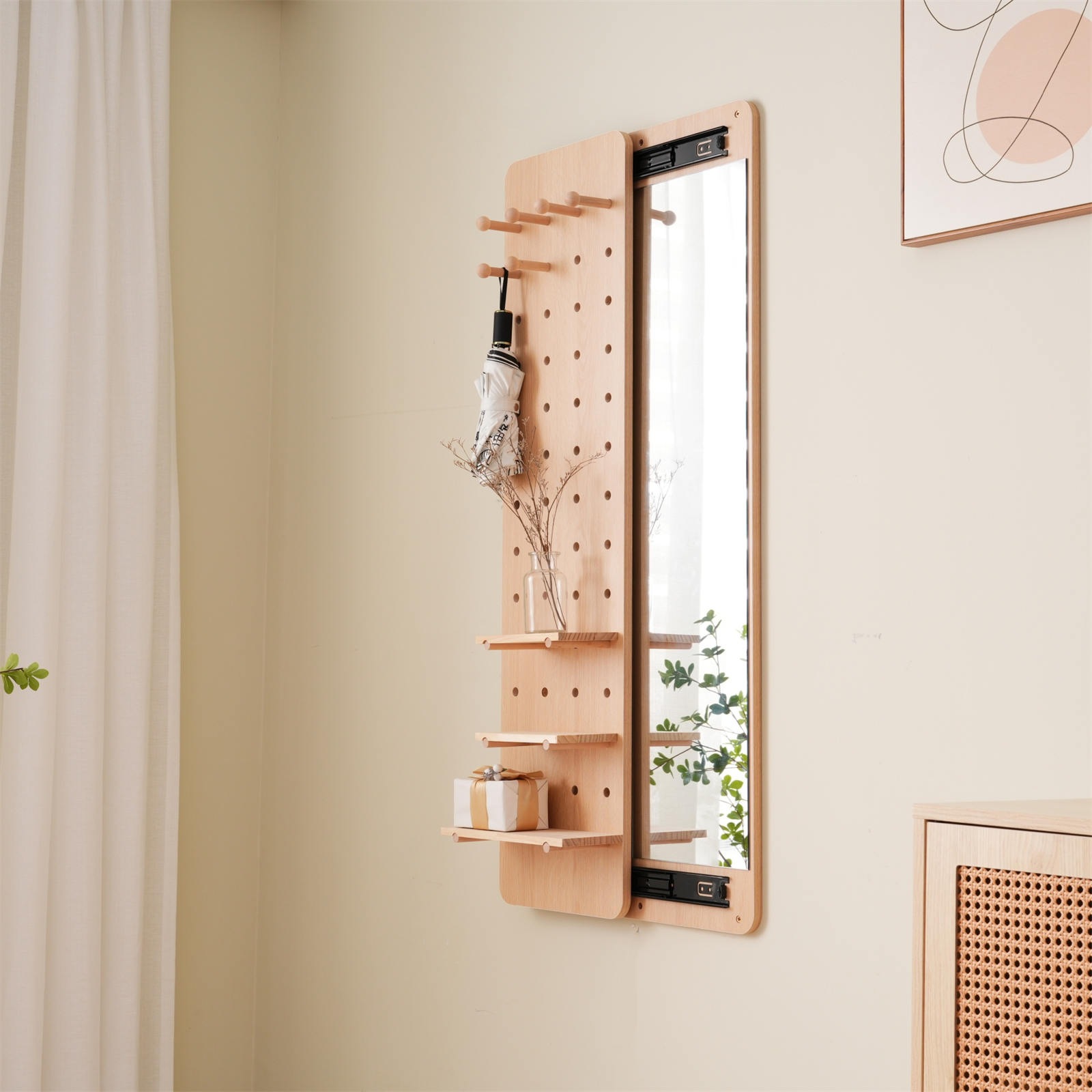 壁掛け鏡 玄関 寝室 姿見鏡 30*120cm 全身 おしゃれ 収納ボード付き ミラーが隠せる 有孔ボード ペグボード飛散防止加工 インスタ映え 木製 収納 スライドして隠す スリム ロング ミラー 壁掛け鏡 玄関 寝室 姿見鏡 30*120cm 全身 おしゃれ 収納ボード付き ミラーが隠せる 有孔ボード ペグボード飛散防止加工 インスタ映え 木製 収納 スライドして隠す スリム ロング ミラー
