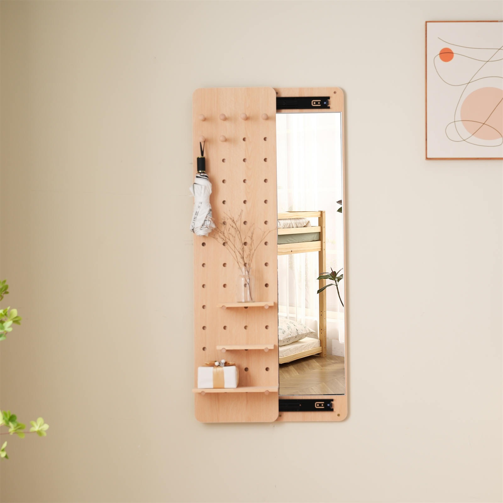 壁掛け鏡 玄関 寝室 姿見鏡 30*120cm 全身 おしゃれ 収納ボード付き ミラーが隠せる 有孔ボード ペグボード飛散防止加工 インスタ映え 木製 収納 スライドして隠す スリム ロング ミラー 壁掛け鏡 玄関 寝室 姿見鏡 30*120cm 全身 おしゃれ 収納ボード付き ミラーが隠せる 有孔ボード ペグボード飛散防止加工 インスタ映え 木製 収納 スライドして隠す スリム ロング ミラー