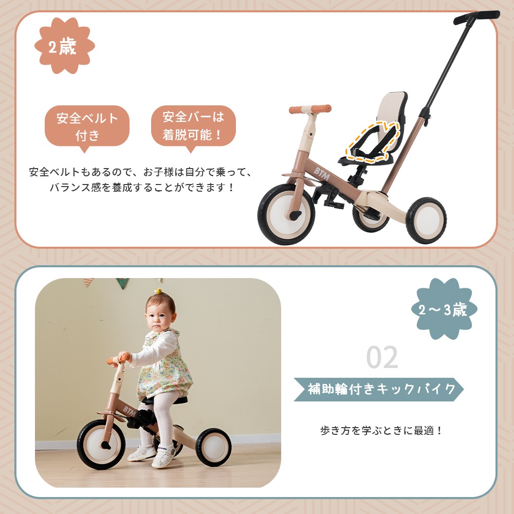 【国内急速発送】【マットグリーン】子供用三輪車オリジナル5in1自転車安全バー付き押し棒付きサンシェード付き47 【国内急速発送】【マットグリーン】子供用三輪車オリジナル5in1自転車安全バー付き押し棒付きサンシェード付き47