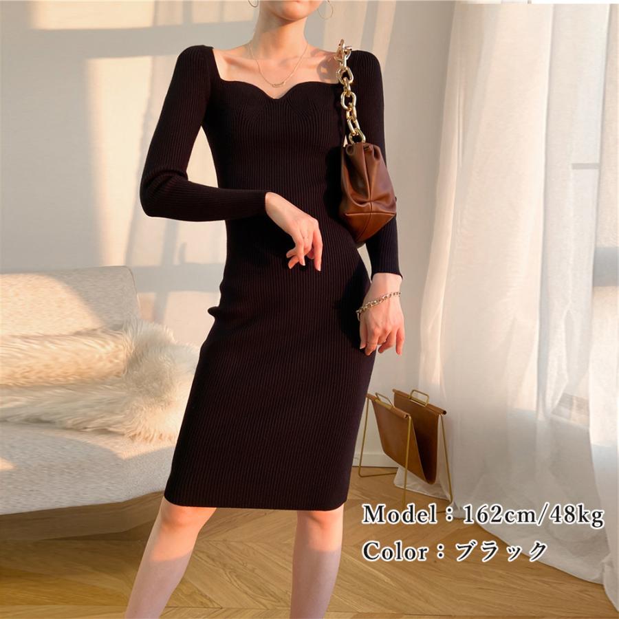 秋冬 ペンタゴンネック ニットワンピース 秋冬 ペンタゴンネック ニットワンピース