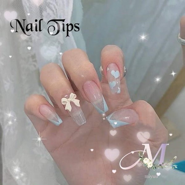 Qoo10] ネイルチップ 韓国 ネイル チップ リボ