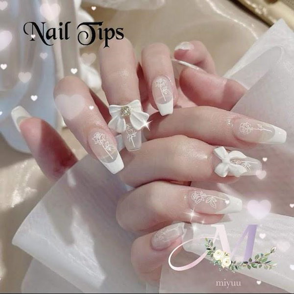 Qoo10] ネイルチップ 韓国 ネイル チップ リボ