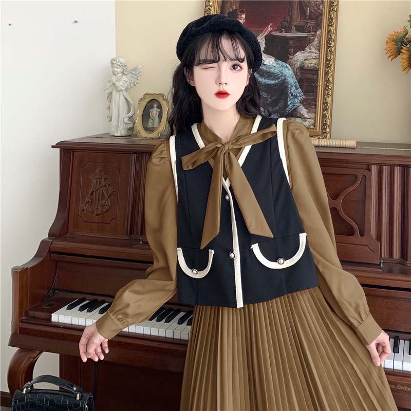 セットアップ レディース ワンピース ジレ 2カラー M L XL 2XL 3XL 4XL ブラック カーキ カラバリ 韓国 2点セット ロングワンピース 長袖 無地 プリーツワンピース パフスリーブ セットアップ レディース ワンピース ジレ 2カラー M L XL 2XL 3XL 4XL ブラック カーキ カラバリ 韓国 2点セット ロングワンピース 長袖 無地 プリーツワンピース パフスリーブ